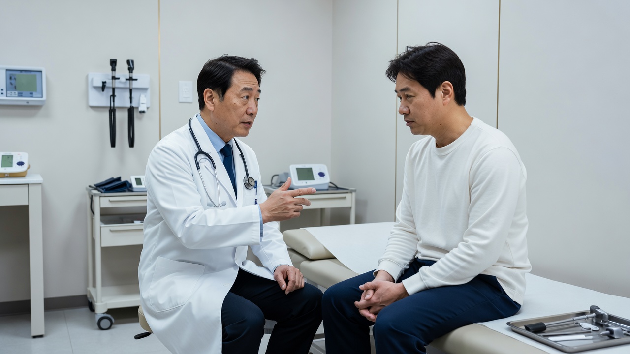 병원진료과 선택을 위한 의사와 환자 상담 장면