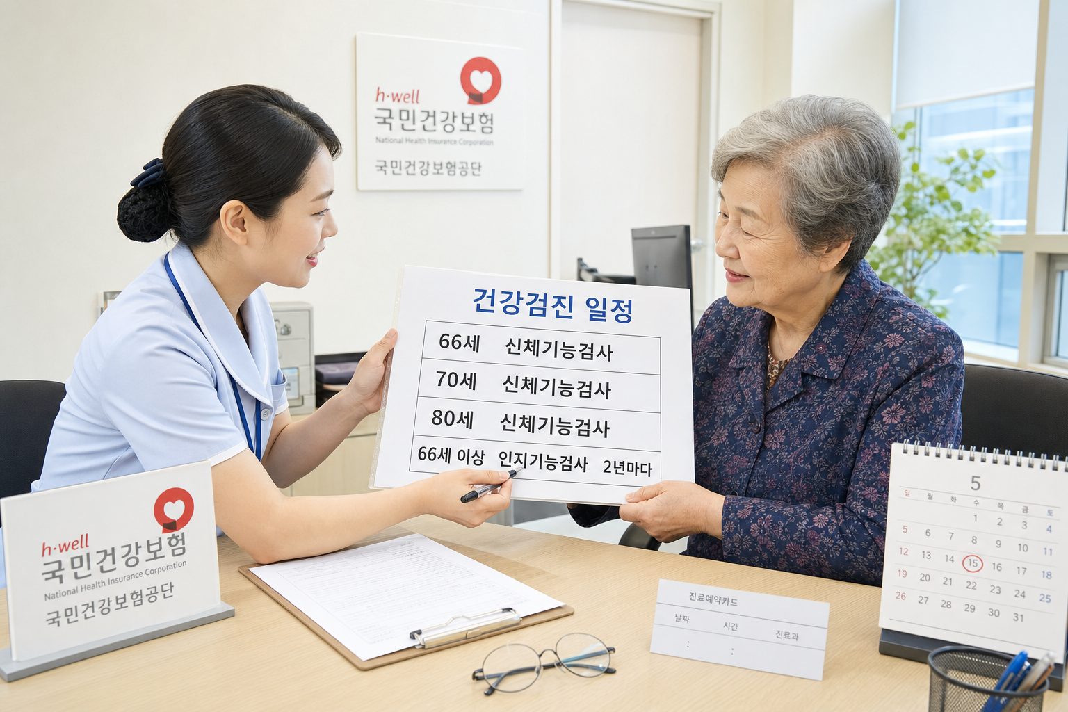노인 건강검진 항목 중 신체기능검사와 인지기능검사 대상 연령